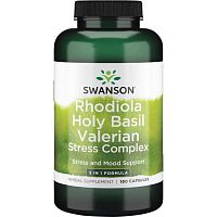 Swanson Rhodiola Holy Basil Valerian Stress Complex (Комплекс родиолы базилика и валерианы) 180 капсул