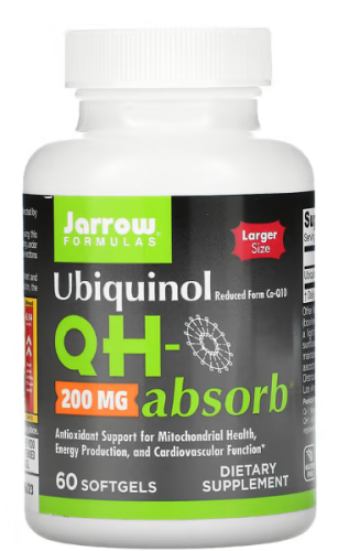 Ubiquinol QH-Absorb (Убихинол) 200 мг 60 гелевых капсул (Jarrow Formulas)