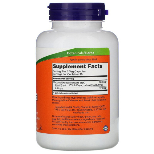Now Foods Dopa Mucuna (Допа Мукуна) 180 растительных капсул фото 2