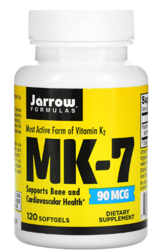 MK-7 (витамин K2 в форме MK-7) 90 мкг 120 гелевых капсул (Jarrow Formulas)