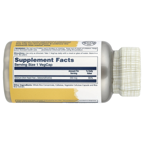 Solaray Selenium Yeast-Free (Селен бездрожжевой) 200 мкг. 90 растительных капсул фото 2