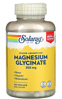 Solaray Magnesium Glycinate (Глицинат магния с высокой усвояемостью) 350 мг. 120 растительных капсул