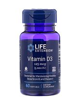 Life Extension Витамин D3 (Vitamin D3) 5000 IU 125 мкг. 60 капсул