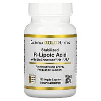 Стабилизированная R-липоевая кислота BioEnhanced Na-RALA 100 мг 120 капс (California Gold Nutrition)