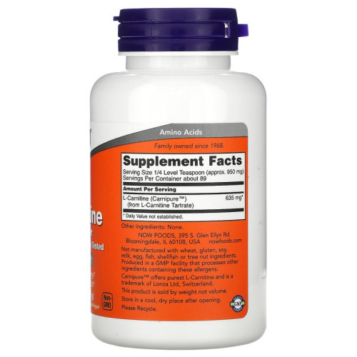 Now Foods L-Carnitine Pure Powder (Чистый порошок) 85 гр. фото 2