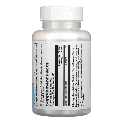 Calcium Citrate 1000 mg (Цитрат Кальция 1000 мг) 90 таблеток (KAL) фото 2