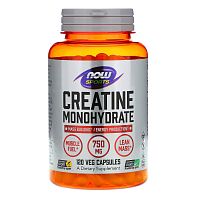 Now Foods Sports Creatine Monohydrate (Креатин Моногидрат) 750 мг. 120 растительных капсул