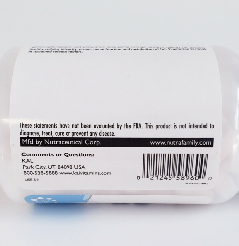 Choline Inositol Sustained Release 500 мг (Холин Инозитол) 90 таблеток (KAL) фото 3