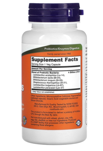 Now Foods 4x6 Acidophilus (Ацидофилус, Пробиотик, Бифидо и Лактобактерии) 120 растительных капсул фото 2