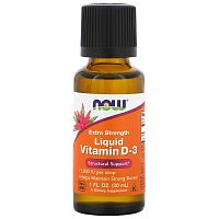 Now Foods Extra Strength Liquid Vitamin D-3 (Жидкий витамин D-3 с повышенной силой действия) 1000 МЕ 30 мл.