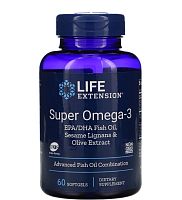 Life Extension Super Omega-3 EPA/DHA Fish Oil Sesame Lignans & Olive Extract 60 капсул