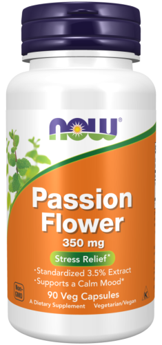 Now Foods Пассифлора (Passion Flower) 350 мг. 90 растительных капсул