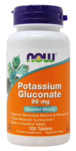 Now Foods Potassium Gluconate (Калий Глюконат) 99 мг. 100 таблеток
