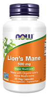 Now Foods Lion's Mane Super Mushroom (Ежовик гребенчатый, Львиная грива) 500 мг. 60 растительных капсул