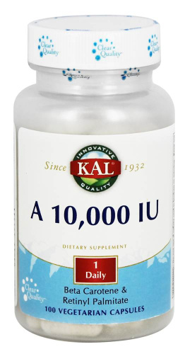 Vitamin A 10000 IU (Витамин А) 100 вегетарианских капсул (KAL)