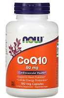 Now Foods CoQ10 (Коэнзим Q10) 60 мг. 180 растительных капсул