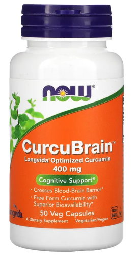 Now Foods CurcuBrain Longvida Когнитивная Поддержка (Оптимизированный Куркумин) 400 мг. 50 капсул