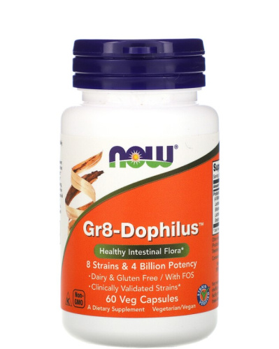 Now Foods Gr8-Dophilus (Пробиотик) 60 растительных капсул 