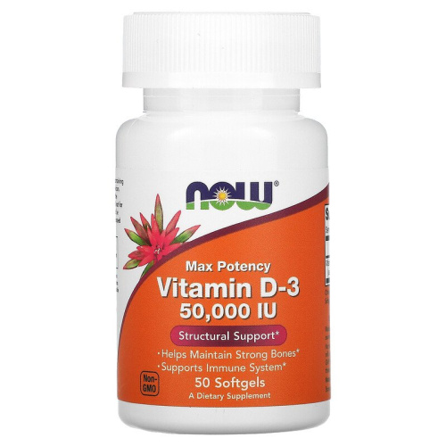 Now Foods Max Potency Vitamin D-3 (Витамин D3 максимальной эффективности) 50000 IU 50 мягких капсул