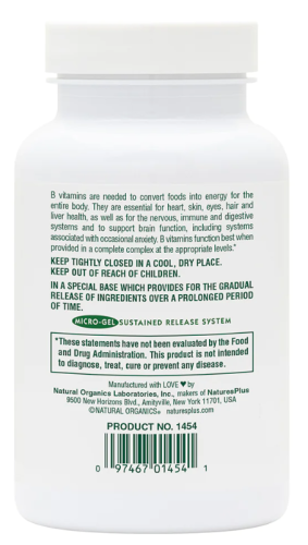 NaturesPlus Sustained Release Mega B-150 (Сбалансированный комплекс витминов группы B с замедленным высвобождением) 60 таблеток фото 3