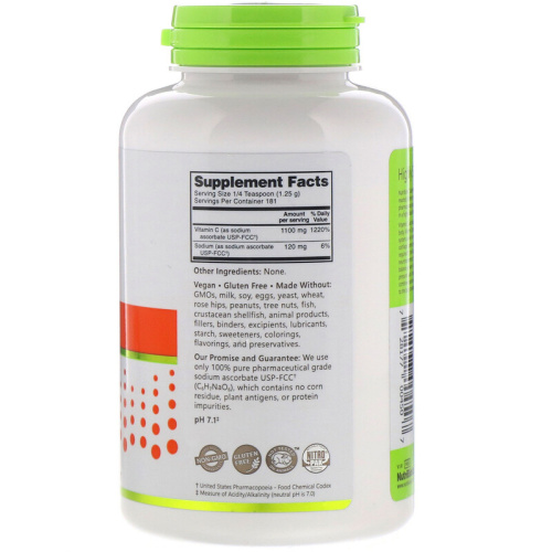 Sodium Ascorbate (аскорбат натрия кристаллический порошок) 227 г (NutriBiotic) фото 2
