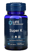 Life Extension Super K (Две формы витамина K2 плюс K1) 90 мягких капсул