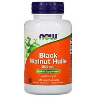 Now Foods Скорлупа черного ореха (Black Walnut Hulls) 500 мг. 100 растительных капсул