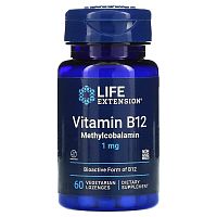 Life Extension Vitamin B12 Methylcobalamin (Витамин B12 Метилкобаламин) 1 мг. 60 вегетарианских пастилок