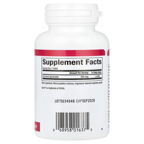 Chromium Picolinate 500 мкг (Пиколинат хрома) 90 таблеток (Natural Factors) фото 2