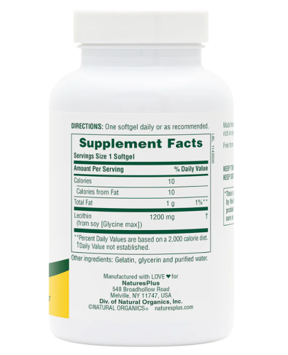 NaturesPlus Lecithin (Лецитин) 1200 мг. 90 мягких капсул фото 2
