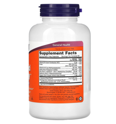 Now Foods Thyroid Energy (Тироид Энерджи, Поддержка щитовидной железы) 180 растительных капсул фото 2