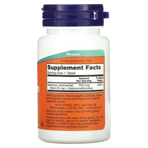 Now Foods Selenium Yeast-Free (Селен без дрожжей) 100 мкг. 100 таблеток фото 2