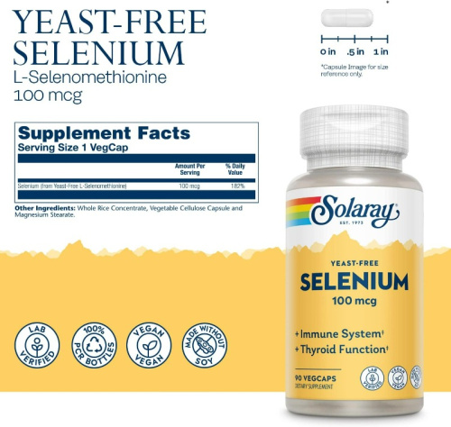 Solaray Selenium Yeast-Free (Селен бездрожжевой) 100 мкг. 90 растительных капсул фото 5