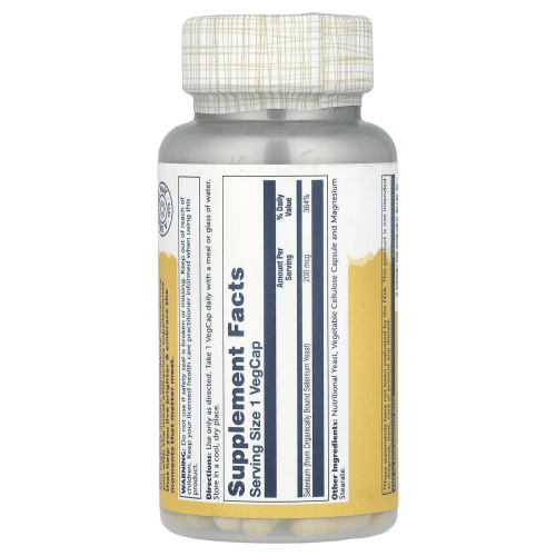 Solaray High Potency Selenium (Селен) 200 мкг. 100 растительных капсул фото 3