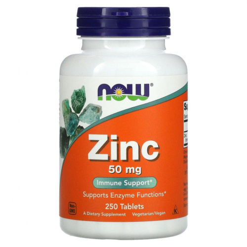 Now Foods Zinc Gluconate (Глюконат цинка) 50 мг. 250 таблеток