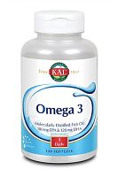 KAL Omega 3 Fish Oil (Омега 3, молекулярно дистиллированный рыбий жир) 180 EPA/120 DHA 120 мягких капсул