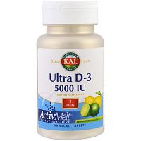 KAL Ultra D-3 ActivMelt (Ультра Витамин D-3) 5000 МЕ 90 микротаблеток со вкусом лимон-лайм