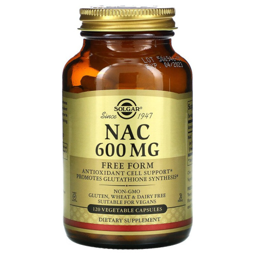 NAC 600 мг (N-Ацетил L-Цистеин) 120 вег. капсул (Solgar)