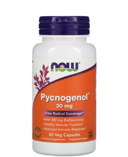 Now Foods Пикногенол (Pycnogenol) 30 мг. 60 вегетарианских капсул