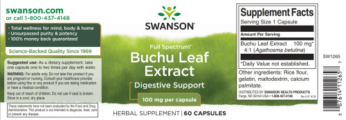 Buchu Leaf Extract 100 mg Full Spectrum (экстракт листьев Бучу) 60 капсул (Swanson) фото 2