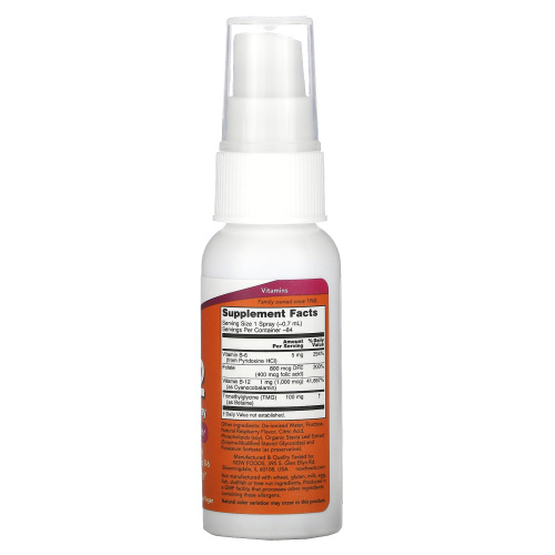 Now Foods B-12 Liposomal Spray (Липосомальный спрей с витамином B12) 1000 мкг. 59 мл. фото 2