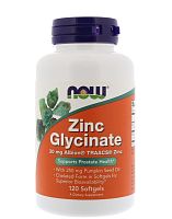 Now Foods Zinc Glycinate 30 мг. (Глицинат Цинка) 120 мягких капсул