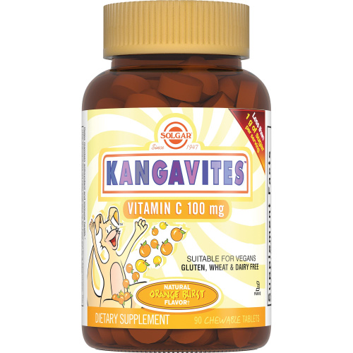 Solgar Kangavites Vitamin C (Витамин С для детей) со вкусом апельсина 100 мг 90 жев. таблеток