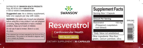 Resveratrol 100 mg (Ресвератрол) 100 мг 30 капсул (Swanson) фото 3