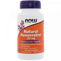 Now Foods Natural Resveratrol (Натуральный Ресвератрол) 50 мг. 60 растительных капсул