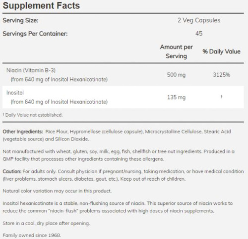 Now Foods Flush-Free Niacin (Ниацин не вызывающий покраснений, Витамин B3) 250 мг. 90 растительных капсул фото 2
