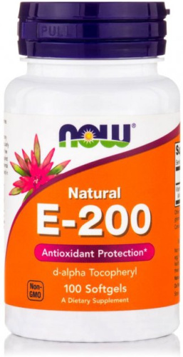 Vitamin E-200 (Витамин Е как ацетат d-альфа-токоферола) 100 мягких капсул (Now Foods) фото 2
