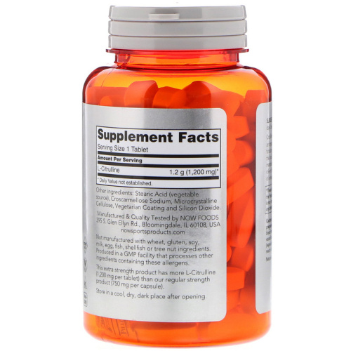 Now Foods Sports L-Citrulline (L-Цитруллин) 1200 мг. 120 таблеток фото 2