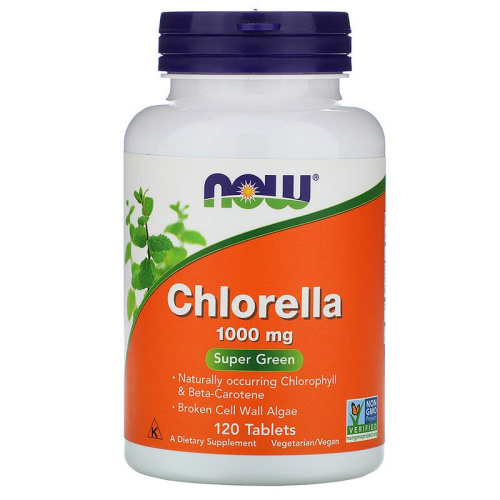 Now Foods Chlorella (Хлорелла) 1000 мг. 120 таблеток
