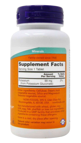 Now Foods Potassium Gluconate (Калий Глюконат) 99 мг. 100 таблеток
 фото 2